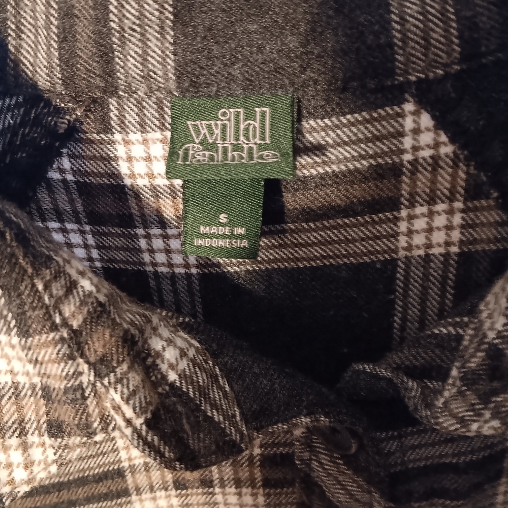 Wild Fable Plaid Button Down Shirt Black, Gray, Tan, White - Picture 7 of 7